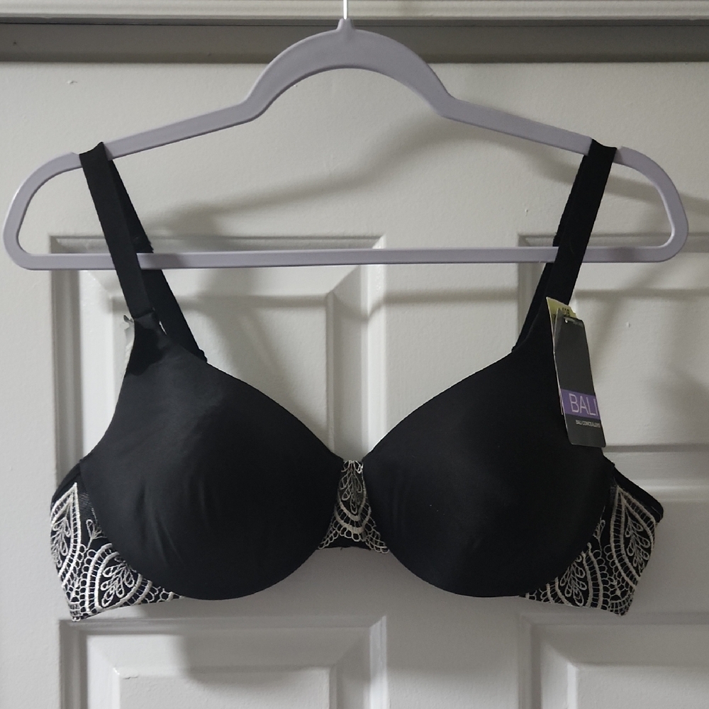 Bali Black Bra with White Paisley Detail